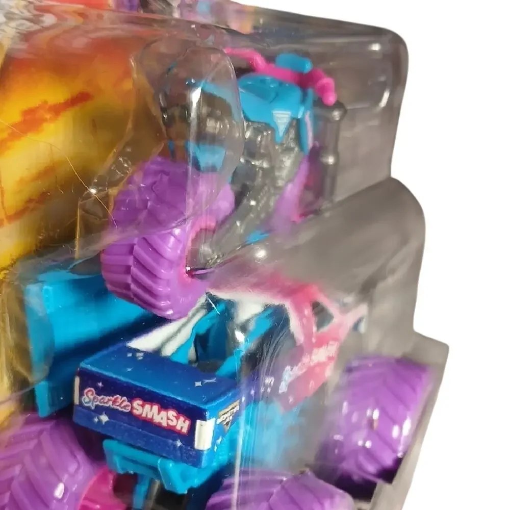 Monster Jam Sparkle Smash with motorcycle Monster Truck - Blue and Pink - Picture 3 of 4